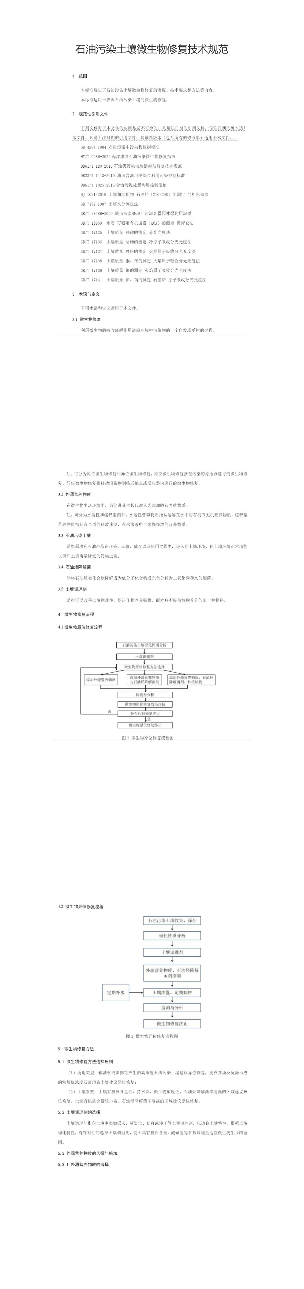 石油污染土壤微生物修复技术规范 第一页预览